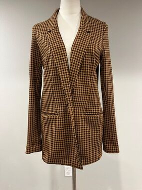 Old Navy Tan & Black Houndstooth one button Blazer Jacket size small tall